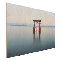 Bilderwelten Holzbild Torii im Wasser