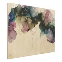 Bilderwelten Holzbild Blumenbogen mit Gold