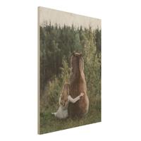 Bilderwelten Holzbild Tiere - Hochformat 3:4 MÃdchen mit BraunbÃr