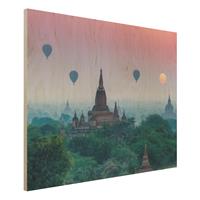 Bilderwelten Holzbild HeiÃŸluftballons Ã¼ber Tempelanlage
