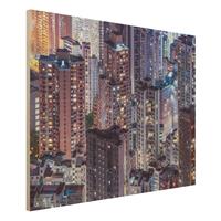 Bilderwelten Holzbild Hongkong Lichtermeer