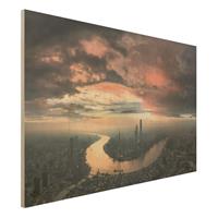 Bilderwelten Holzbild Natur & Landschaft - Querformat 3:2 Shanghai am Morgen