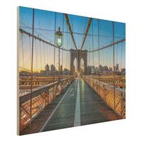 Bilderwelten Holzbild Morgenblick von der Brooklyn Bridge