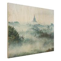 Bilderwelten Holzbild Morgennebel Ã¼ber dem Dschungel von Bagan