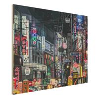 Bilderwelten Holzbild Nachtleben von Seoul