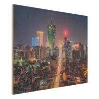 Bilderwelten Holzbild Nachtlichter von Macau