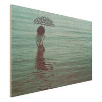 Bilderwelten Holzbild Portrait - Querformat 3:2 Spaziergang im Wasser