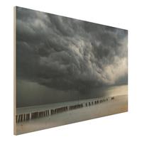 Bilderwelten Holzbild Natur & Landschaft - Querformat 3:2 Sturmwolken Ã¼ber der Ostsee