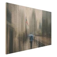 Bilderwelten Holzbild Architektur & Skyline - Querformat 3:2 Verregnetes Chicago