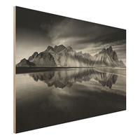 Bilderwelten Holzbild Schwarz-WeiÃŸ - Querformat 3:2 Vesturhorn in Island