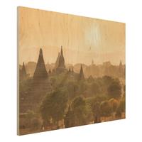 Bilderwelten Holzbild Sonnenuntergang Ã¼ber Bagan