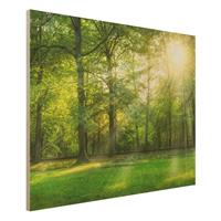 Bilderwelten Holzbild Spaziergang im Wald