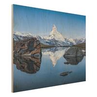 Bilderwelten Holzbild Stellisee vor dem Matterhorn