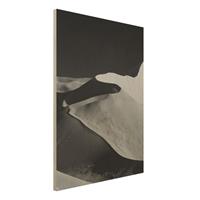 Bilderwelten Holzbild Schwarz-WeiÃŸ - Hochformat 3:4 WÃ¼ste - Abstrakte DÃ¼nen