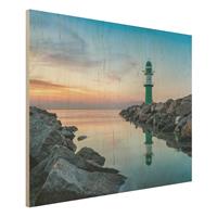 Bilderwelten Holzbild Sunset at the Lighthouse