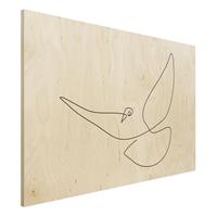 Bilderwelten Holzbild Tiere - Querformat 3:2 Taube Line Art