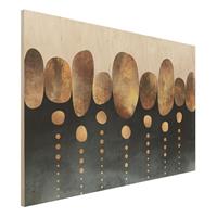 Bilderwelten Holzbild Abstrakt - Querformat 3:2 Abstrakte goldene Steine