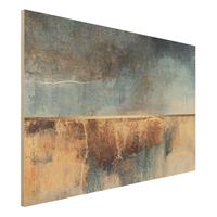 Bilderwelten Holzbild Abstrakt - Querformat 3:2 Abstraktes Seeufer in Gold