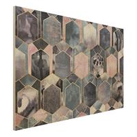 Bilderwelten Holzbild Abstrakt - Querformat 3:2 Art Deco Marmor Gold