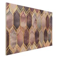 Bilderwelten Holzbild Abstrakt - Querformat 3:2 Glasmalerei geometrisch RosÃ© Gold