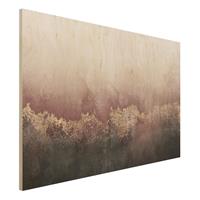 Bilderwelten Holzbild Abstrakt - Querformat 3:2 Goldene DÃmmerung Rosa