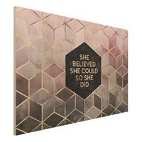 Bilderwelten Holzbild Abstrakt - Querformat 3:2 She Believed She Could RosÃ© Gold