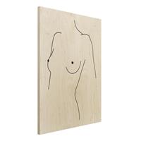 Bilderwelten Holzbild Akt & Erotik - Hochformat 3:4 Line Art Akt BÃ¼ste Frau Schwarz WeiÃŸ