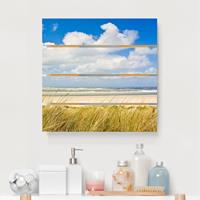 Bilderwelten Holzbild Plankenoptik Natur & Landschaft - Quadrat An der NordseekÃ¼ste