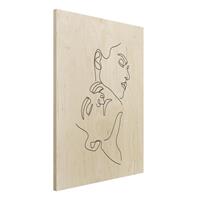 Bilderwelten Holzbild Akt & Erotik - Hochformat 3:4 Line Art Frauen Gesichter WeiÃŸ