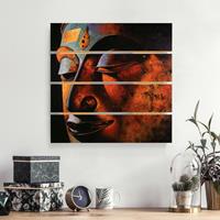 Bilderwelten Holzbild Plankenoptik - Quadrat Bombay Buddha