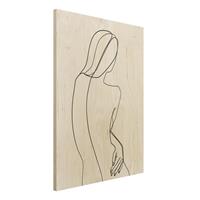 Bilderwelten Holzbild Akt & Erotik - Hochformat 3:4 Line Art RÃ¼cken Frau Schwarz WeiÃŸ