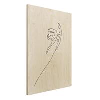 Bilderwelten Holzbild Portrait - Hochformat 3:4 Fragende Hand Line Art
