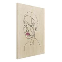 Bilderwelten Holzbild Portrait - Hochformat 3:4 Portrait Frau Line Art