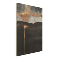 Bilderwelten Holzbild Abstrakt - Hochformat 3:4 Abstrakte goldene Glut