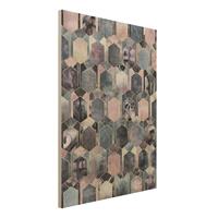 Bilderwelten Holzbild Abstrakt - Hochformat 3:4 Art Deco Marmor Gold