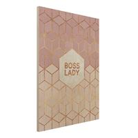 Bilderwelten Holzbild Abstrakt - Hochformat 3:4 Boss Lady Sechsecke Rosa