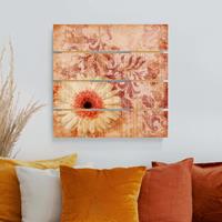 Bilderwelten Holzbild Plankenoptik Blumen - Quadrat Forgotten Beauties I