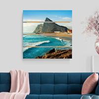 Bilderwelten Holzbild Plankenoptik Natur & Landschaft - Quadrat Gibraltar am Meer