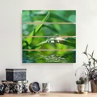 Bilderwelten Holzbild Plankenoptik Blumen - Quadrat Green Ambiance II