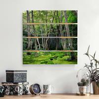 Bilderwelten Holzbild Plankenoptik Natur & Landschaft - Quadrat Growing Trees