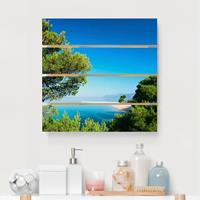 Bilderwelten Holzbild Plankenoptik Natur & Landschaft - Quadrat Hidden Paradise