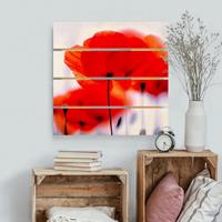 Bilderwelten Holzbild Plankenoptik Blumen - Quadrat Magic Poppies