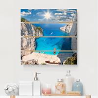 Bilderwelten Holzbild Plankenoptik Natur & Landschaft - Quadrat Meeresbucht