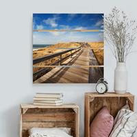 Bilderwelten Holzbild Plankenoptik Natur & Landschaft - Quadrat Nordseespaziergang