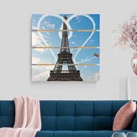 Bilderwelten Holzbild Plankenoptik Architektur & Skyline - Quadrat Paris - City of Love