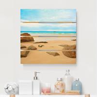 Bilderwelten Holzbild Plankenoptik Natur & Landschaft - Quadrat Rocky Beach