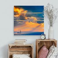 Bilderwelten Holzbild Plankenoptik Natur & Landschaft - Quadrat Sailing the Horizon