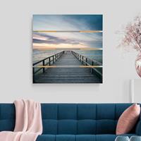 Bilderwelten Holzbild Plankenoptik Natur & Landschaft - Quadrat Steg Promenade