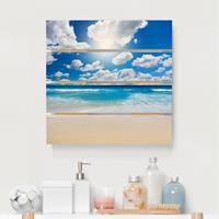 Bilderwelten Holzbild Plankenoptik Natur & Landschaft - Quadrat Touch of paradise