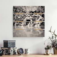 Bilderwelten Holzbild Plankenoptik Natur & Landschaft - Quadrat Wasserfall II